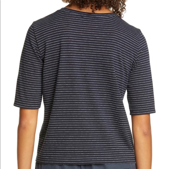 Vince Elbow Slv Crew Large -Coastal / Optic NWT - Picture 2 of 6